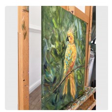 Yellow parrot - original painting oil on canvas 30*40 cm
